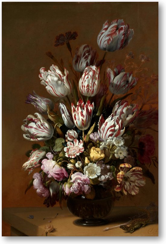 Stilleven met bloemen, Hans Bollongier, 1639 - 60x90 Dibond voor Binnen én Buiten - Hans Bollongier - Meesterwerken - Bloemen