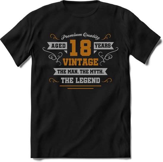 18 Jaar Legend - Feest kado T-Shirt Heren / Dames - Zilver / Goud - Perfect Verjaardag Cadeau Shirt - grappige Spreuken, Zinnen en Teksten. Maat XL
