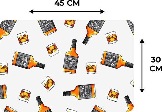 Set de Table - Napperons en Plastique - Whisky - Glas - Design - 45x30 cm - 6 pièces - Résistant à la Chaleur - Antidérapant - Pad - Amovible