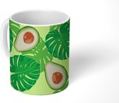 Mok - Koffiemok - Monstera - Patronen - Avocado - Mokken - 350 ML - Beker - Koffiemokken - Theemok