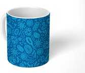 Mok - Koffiemok - Blauw - Bacteriën - Virussen - Design - Mokken - 350 ML - Beker - Koffiemokken - Theemok