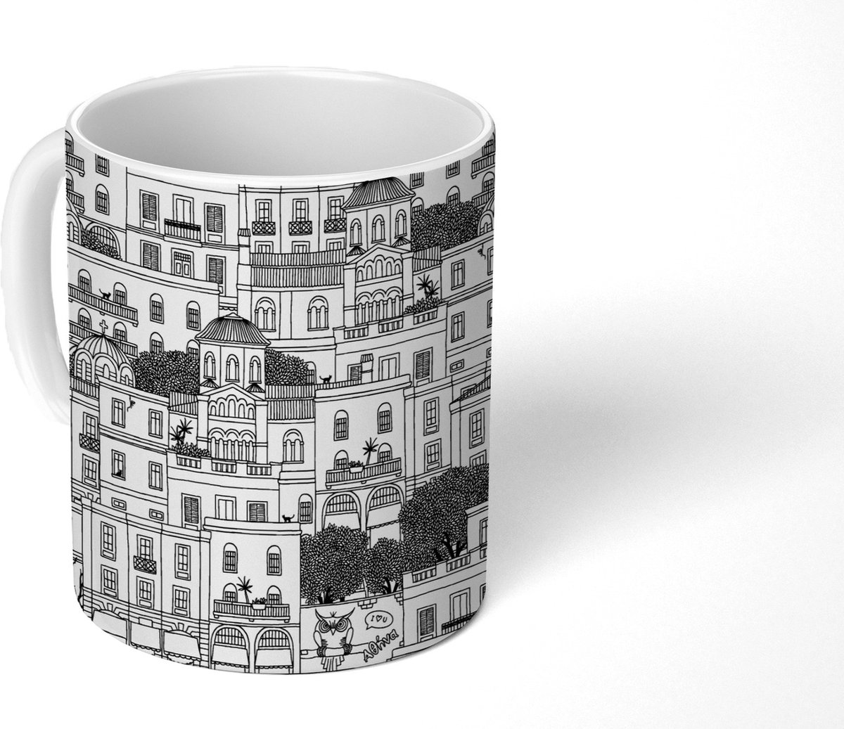 Mok - Koffiemok - Patronen - Athene - Huis - Mokken - 350 ML - Beker - Koffiemokken - Theemok