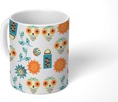 Mok - Patronen - Skull - Bloemen - Mokken - 350 ML - Beker - Uitdeelcadeautjes