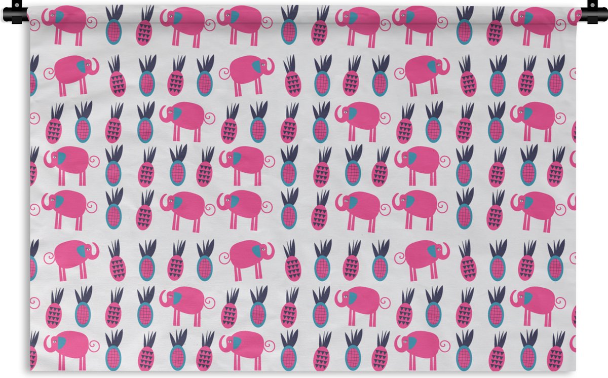 Wandkleed - Wanddoek - Ananas - Olifant - Design - 150x100 cm - Wandtapijt