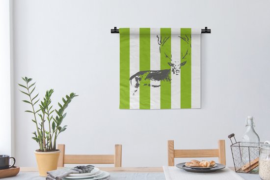 Tapisserie - Tapisserie - Motif - Cerf - Rayures - 60x60 cm - Tapisserie