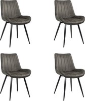 Bronx71® Industriële eetkamerstoel Brooke antraciet - Eetkamerstoelen set van 4