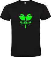 Zwart T shirt met print van " Vendetta " print Neon Groen size XXXXXL