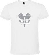 Wit T shirt met print van " Vendetta " print Zilver size XXXXL