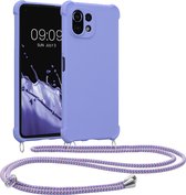 kwmobile telefoonhoesjegeschikt voor Xiaomi 11 Lite (5G) NE / Mi 11 Lite (5G) - Hoesje van siliconen met telefoonkoord - In lavendel