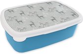 Lunchbox Blauw - Lunchbox - Boîte à pain - Motifs - Cerf - Hiver - 18x12x6 cm - Enfants - Garçon