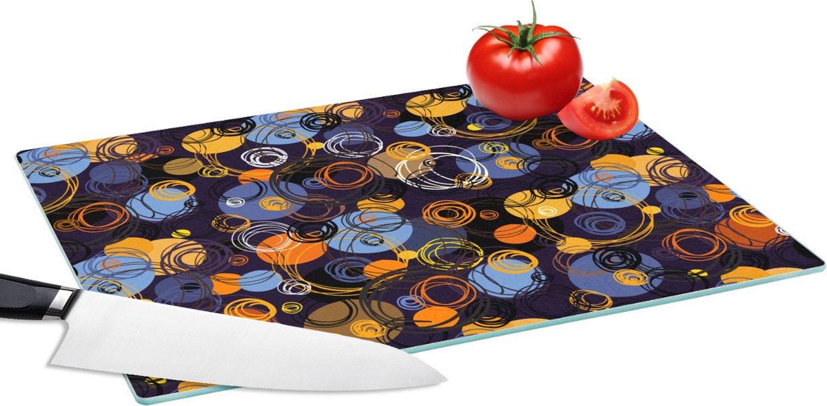 Glazen Snijplank - 39x28 - Patroon - Abstract - Ringen - Snijplanken Glas