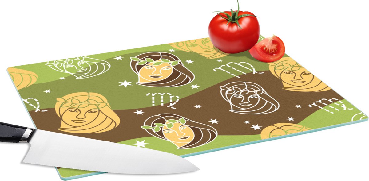 Glazen Snijplank - 39x28 - Virgo - Zodiac - Patroon - Snijplanken Glas