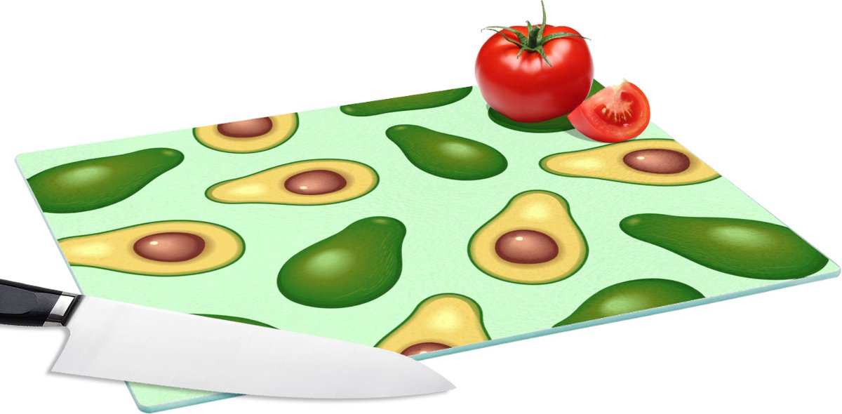 Glazen Snijplank - 39x28 - Avocado - Patronen - Groen - Snijplanken Glas