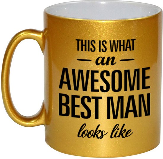 Voici à quoi ressemble un meilleur homme génial. Mug / tasse cadeau texte - or - 330 ml - cadeau de mariage meilleur homme
