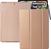 Samsung Galaxy Tab S7 Hoes - Goud Smart Folio Cover met Samsung S Pen Vakje - SM-T870 Tab S7 Hoesje Case Cover