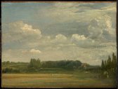 Kunst: John Constable, East Bergholt Common, View toward the Rectory, 1813, Schilderij op canvas, formaat is 100X150 CM