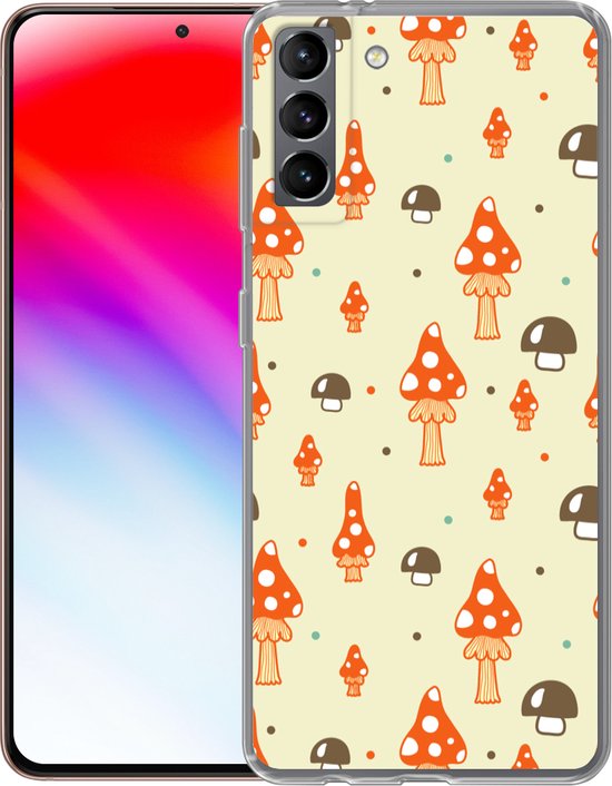Coque Samsung Galaxy S21 Plus - Motifs - Champignon - Oranje - Étui de téléphone en Siliconen