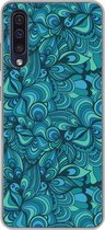 Geschikt voor Samsung Galaxy A50 hoesje - Design - Vintage - Blauw - Turquoise - Siliconen Telefoonhoesje