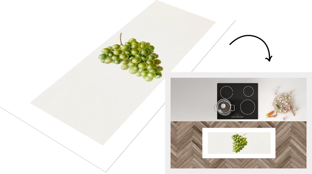 KitchenYeah Keukenloper - Loper keuken - Druif - Tros - Eten - 120x50 cm - Keukenloper vinyl Multicolor