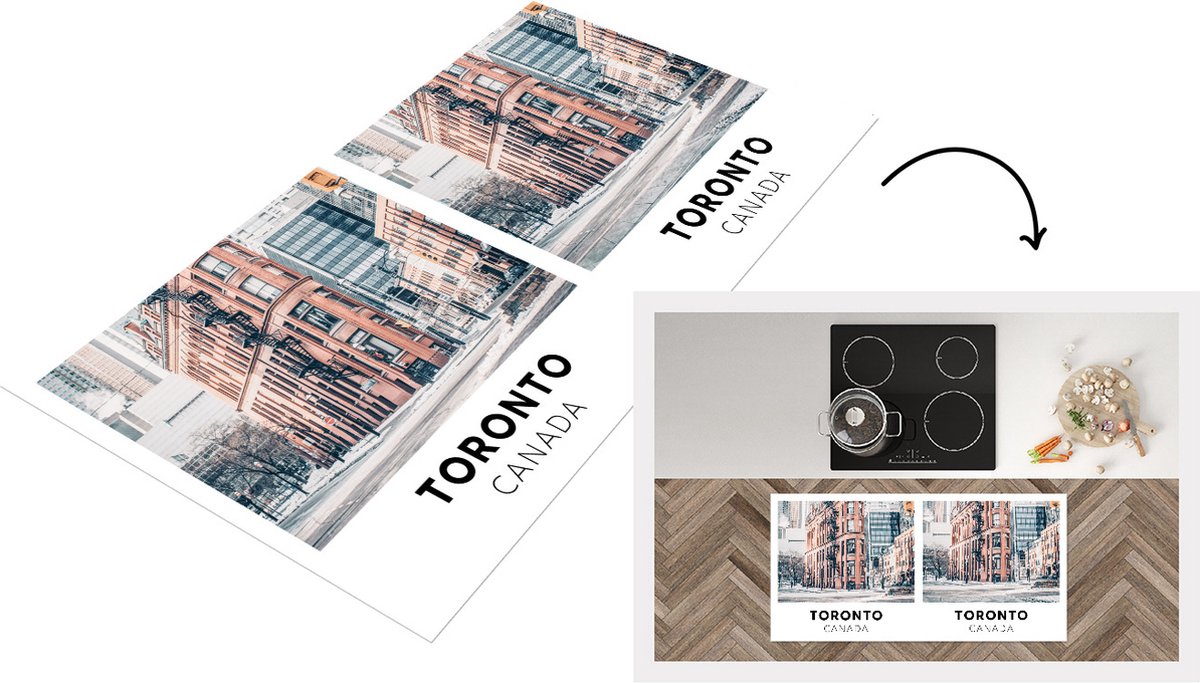 KitchenYeah Keukenloper - Loper keuken - Canada - Architectuur - Winter - 120x60 cm - Keukenloper vinyl Multicolor