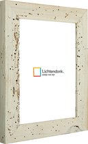 Fotolijst - Fotokader Wit Verouderd Hout - met echte houtworm gaatjes - Fotomaat 15x15 - Helder glas - Art.nr. 1009971315152