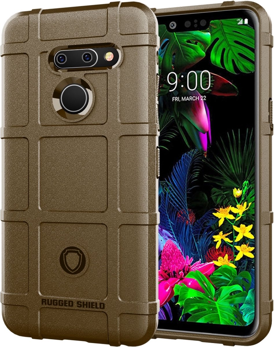 Mobigear Hoesje geschikt voor LG G8 ThinQ Telefoonhoesje Flexibel TPU | Mobigear Rugged Shield Backcover Shockproof | Schokbestendig G8 ThinQ Telefoonhoesje | Anti Shock Proof - Bruin op Prijzenvolger.com