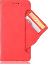 Mobigear Telefoonhoesje geschikt voor OnePlus 8 Hoesje | Mobigear Slide Wallet Bookcase Portemonnee | Pasjeshouder voor 5 Pasjes | Telefoonhoesje voor Pinpas / OV Kaart / Rijbewijs - Rood