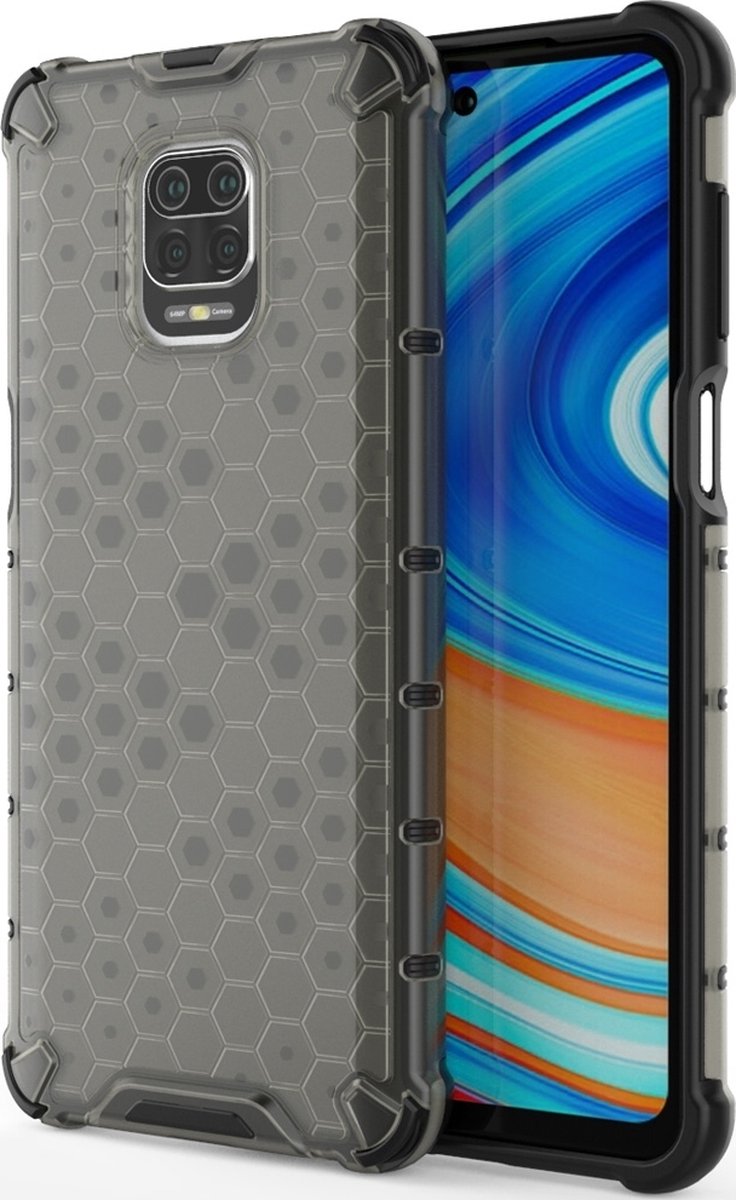 Mobigear Hoesje geschikt voor Xiaomi Redmi Note 9 Pro Telefoonhoesje Hardcase | Mobigear Honeycomb Backcover Shockproof | Schokbestendig Redmi Note 9 Pro Telefoonhoesje | Anti Shock Proof - Grijs