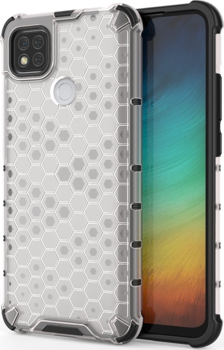 Mobigear Doorzichtig Hoesje geschikt voor Xiaomi Redmi 9C Telefoonhoesje Hardcase | Mobigear Honeycomb Backcover Shockproof | Doorzichtig Telefoonhoesje Redmi 9C | Schokbestendig Redmi 9C Telefoonhoesje | Anti Shock Proof - Transparant