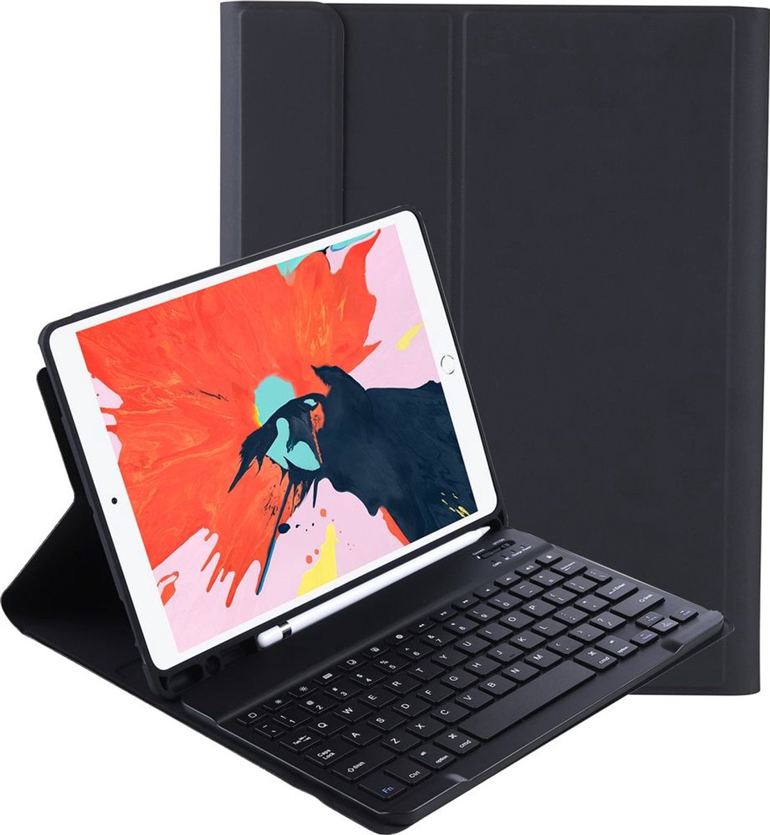 Mobigear Keys - Apple iPad Air 4 (2020) Hoes QWERTY Bluetooth Toetsenbord Bookcase + Stylus Houder - Zwart