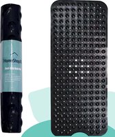 Badmat Douchemat Antislip - 100x40cm - Antislipmat Zwart met Zuignappen – Anti Slip Mat voor in Bad of Douche