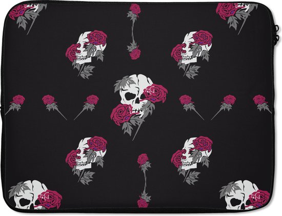 Autocollant pc portable roses crâne - TenStickers