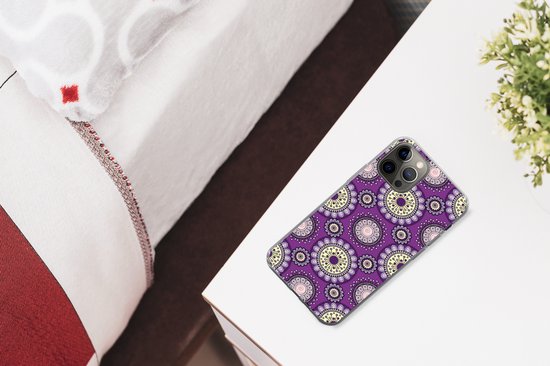 Coque iPhone 13 Pro - Filles - Fleurs - Violet - Motifs - Fille - Kids - Enfants - Coque de téléphone en Siliconen