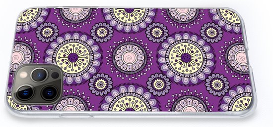 Coque iPhone 13 Pro - Filles - Fleurs - Violet - Motifs - Fille - Kids - Enfants - Coque de téléphone en Siliconen