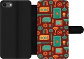 Étui pour téléphone iPhone 8 Bookcase - Motif - Rétro - Outils - Avec compartiments - Étui portefeuille avec fermeture magnétique