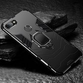 Mobigear Hoesje geschikt voor Xiaomi Mi 8 Lite Telefoonhoesje Hardcase | Mobigear Armor Ring Backcover Shockproof met Ringhouder | Schokbestendig Mi 8 Lite Telefoonhoesje | Anti Shock Proof - Zwart