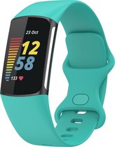 Mobigear Siliconen Watch bandje geschikt voor Fitbit Charge 5 Bandje Druksluiting | Mobigear Sport Dual - Turquoise