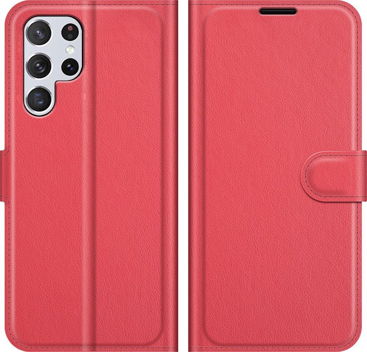 Mobigear Telefoonhoesje geschikt voor Samsung Galaxy S22 Ultra Hoesje | Mobigear Classic Bookcase Portemonnee | Pasjeshouder voor 3 Pasjes | Telefoonhoesje voor Pinpas / OV Kaart / Rijbewijs - Rood