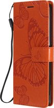 Mobigear Telefoonhoesje geschikt voor Sony Xperia 10 II Hoesje | Mobigear Butterfly Bookcase Portemonnee | Pasjeshouder voor 2 Pasjes | Telefoonhoesje voor Pinpas / OV Kaart / Rijbewijs - Oranje
