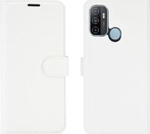 Mobigear Telefoonhoesje geschikt voor OPPO A53s Hoesje | Mobigear Classic Bookcase Portemonnee | Pasjeshouder voor 3 Pasjes | Telefoonhoesje voor Pinpas / OV Kaart / Rijbewijs - Wit