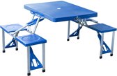 Outsunny Aluminium kampeertafel picknickbank zitgroep kampeerset 4-zits inklapbaar blauw 01-0009