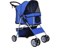 PawHut hondenbuggy - opvouwbaar - 2 bekerhouders - blauw
