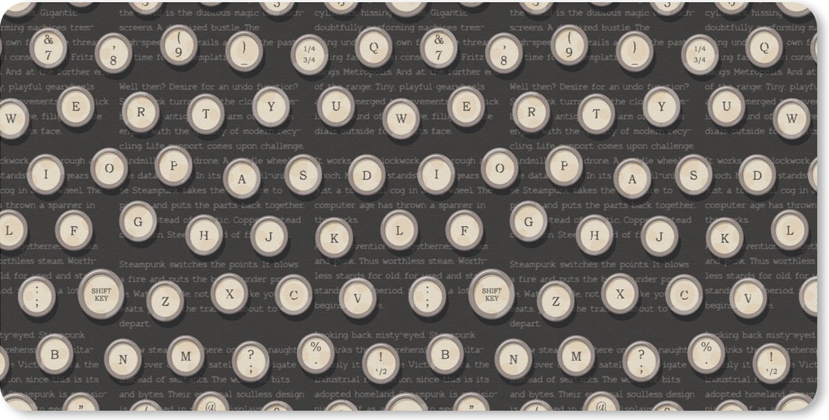 Bureau onderlegger - Muismat - Bureau mat - Patronen - Typemachine - Letters - Jaren 20 - 80x40 cm