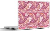 Laptop sticker - 10.1 inch - Meiden - Veren - Roze - Patronen - Girl - Kids - Kinderen - 25x18cm - Laptopstickers - Laptop skin - Cover