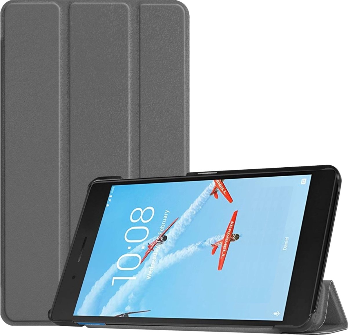 Mobigear Tablethoes geschikt voor Lenovo Tab E7 Hoes | Mobigear Tri-Fold Bookcase - Grijs