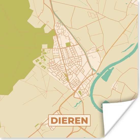 Poster Dieren - Stadskaart - Plattegrond - Nederland - Kaart - 30x30 cm