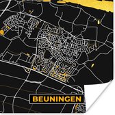 Affiche Beuningen - Black and Gold et Or - Carte - Plan - Plan de la ville - 75x75 cm