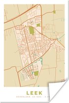 Poster Leek - Vintage - Plattegrond - Kaart - Stadskaart - 120x180 cm XXL