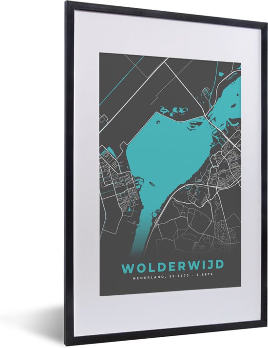Fotolijst incl. Poster - Plattegrond - Wolderwijd - Nederland - Kaart - Stadskaart - 40x60 cm - Posterlijst