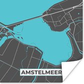 Poster Amstelmeer - Nederland - Kaart - Stadskaart - Plattegrond - 75x75 cm